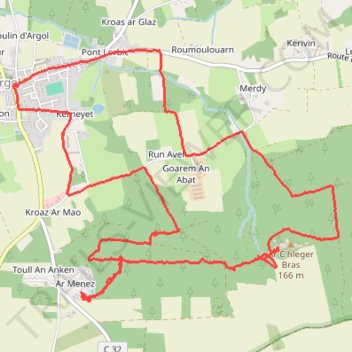 Itinéraire Circuit de la montagne - Argol, distance, dénivelé, altitude, carte, profil, trace GPS