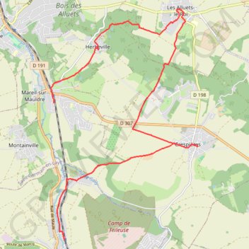 Itinéraire Crespiéres, distance, dénivelé, altitude, carte, profil, trace GPS