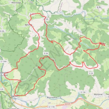 Itinéraire Forêt de Betchat, distance, dénivelé, altitude, carte, profil, trace GPS