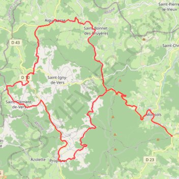 Itinéraire Le Toit du Rhône - Monsols, distance, dénivelé, altitude, carte, profil, trace GPS