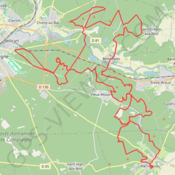 Itinéraire Forêts Compiègne-Laigue, les Monts, distance, dénivelé, altitude, carte, profil, trace GPS