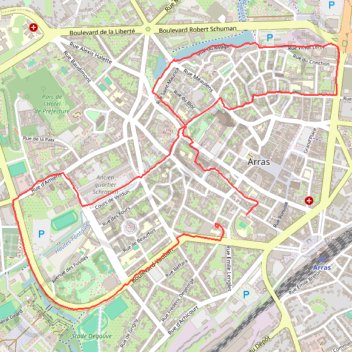 Itinéraire Arras, distance, dénivelé, altitude, carte, profil, trace GPS