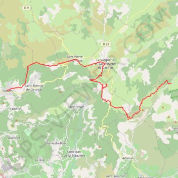 Itinéraire Soubès - Les Lavagnes, distance, dénivelé, altitude, carte, profil, trace GPS
