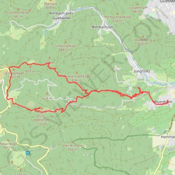 Itinéraire Col Amic depuis Wuenheim, distance, dénivelé, altitude, carte, profil, trace GPS