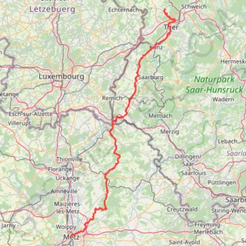 Itinéraire Saint-Jacques-de-Compostelle - Trier - Metz, distance, dénivelé, altitude, carte, profil, trace GPS