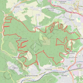 Itinéraire Tour de la forêt de Moyeuvre, distance, dénivelé, altitude, carte, profil, trace GPS