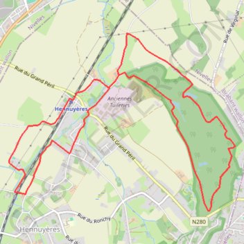 Itinéraire Hennuyeres gare-bois commun, distance, dénivelé, altitude, carte, profil, trace GPS