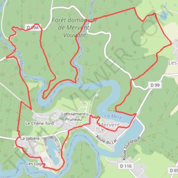 Itinéraire CIRCUIT PÉDESTRE AUTOUR DE MERVENT, distance, dénivelé, altitude, carte, profil, trace GPS