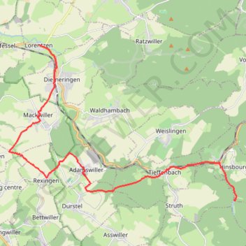 Itinéraire Au fil de l'Eichel - Lorentzen, distance, dénivelé, altitude, carte, profil, trace GPS