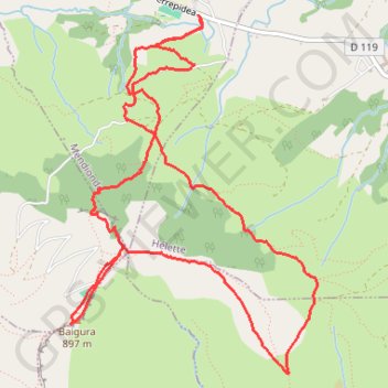 Itinéraire Le Baïgura par le sentier de découverte, distance, dénivelé, altitude, carte, profil, trace GPS