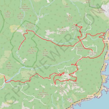 Itinéraire L'esterel et le cap roux, distance, dénivelé, altitude, carte, profil, trace GPS
