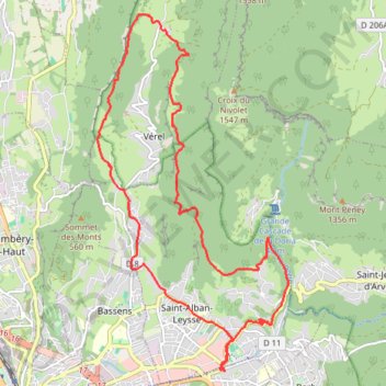 Itinéraire Bauges - Pragondran, distance, dénivelé, altitude, carte, profil, trace GPS