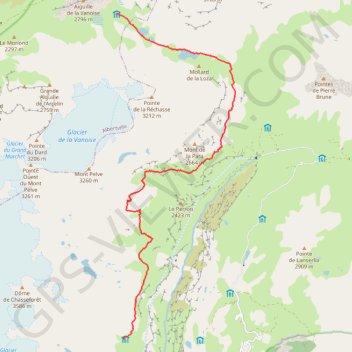 Itinéraire Refuge du col de la Vanoise - Refuge de l'Arpont, distance, dénivelé, altitude, carte, profil, trace GPS