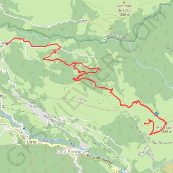 Itinéraire Lazive-Bagès, distance, dénivelé, altitude, carte, profil, trace GPS