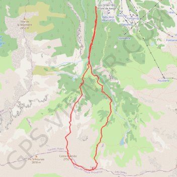 Itinéraire Costa Rouenda versant N en boucle, distance, dénivelé, altitude, carte, profil, trace GPS
