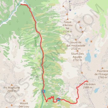 Itinéraire Pic d'Ardiden, distance, dénivelé, altitude, carte, profil, trace GPS