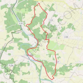 Itinéraire Circuit Ouest de Mérigny, distance, dénivelé, altitude, carte, profil, trace GPS