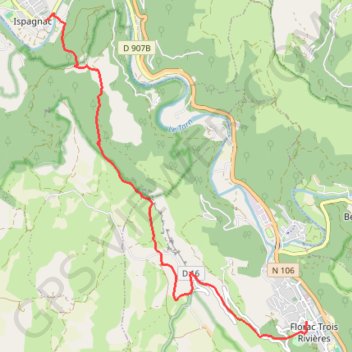 Itinéraire Ispagnac Florac par Col Pierre Plate, distance, dénivelé, altitude, carte, profil, trace GPS