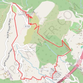 Itinéraire Sainte-Agnès - Colline, distance, dénivelé, altitude, carte, profil, trace GPS