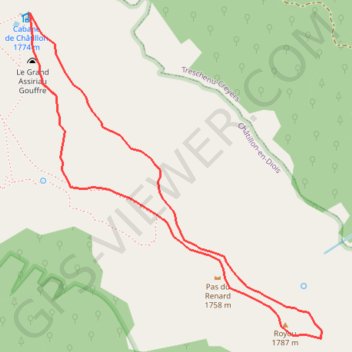 Itinéraire Cabane de Chatillon Royou, distance, dénivelé, altitude, carte, profil, trace GPS