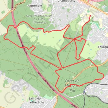 Itinéraire Boucle en forêt de marly le roi, distance, dénivelé, altitude, carte, profil, trace GPS
