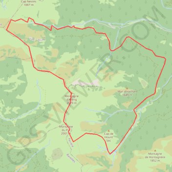 Itinéraire Montagne d'Areng depuis l'artigue de Salabe, distance, dénivelé, altitude, carte, profil, trace GPS