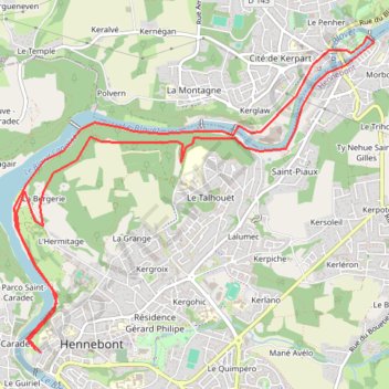Itinéraire Le long du Blavet, distance, dénivelé, altitude, carte, profil, trace GPS