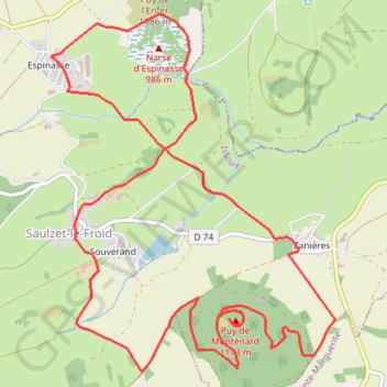 Itinéraire Le Puy de Monténard et Saulzet-le-Froid, distance, dénivelé, altitude, carte, profil, trace GPS