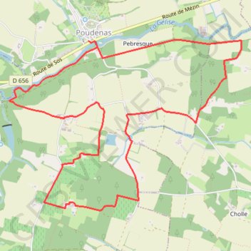 Itinéraire Poudenas, une ambiance de Toscane - Pays d'Albret, distance, dénivelé, altitude, carte, profil, trace GPS
