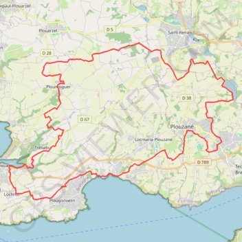 Itinéraire Autour de Ploumoguer, distance, dénivelé, altitude, carte, profil, trace GPS
