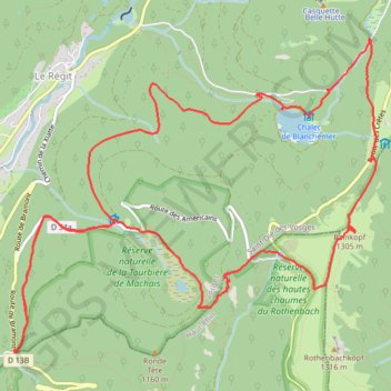 Itinéraire Le Rainkopf par le lac de Blanchemer en raquettes, distance, dénivelé, altitude, carte, profil, trace GPS