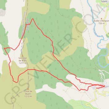 Itinéraire Trigance Le Tour de La Montagne de Breis, distance, dénivelé, altitude, carte, profil, trace GPS