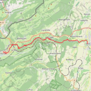 Itinéraire Gorges de l'Orbe, distance, dénivelé, altitude, carte, profil, trace GPS
