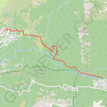 Itinéraire Guagno-les-Bains - Letia, distance, dénivelé, altitude, carte, profil, trace GPS