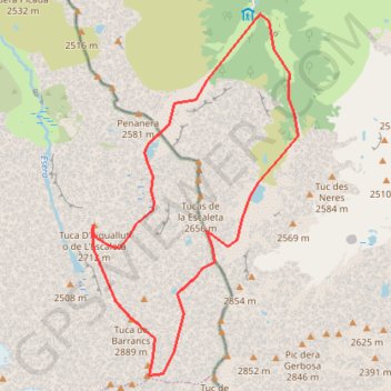 Itinéraire Aiguallut, Barrancs, Salenques depuis l'Artiga de Lin, distance, dénivelé, altitude, carte, profil, trace GPS