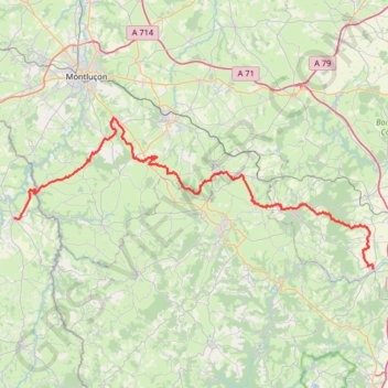 Itinéraire GR463 De Evaux-les-Bains (Creuse) à Ebreuil (Allier), distance, dénivelé, altitude, carte, profil, trace GPS