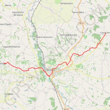 Itinéraire Castet-Arrouy - Marsolan, distance, dénivelé, altitude, carte, profil, trace GPS