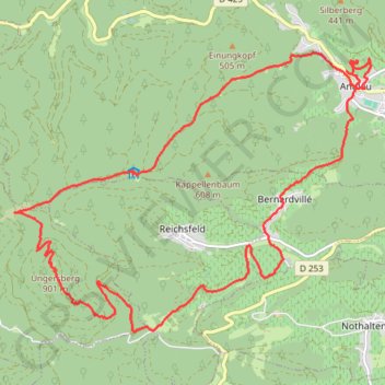 Itinéraire Rando Andlau, distance, dénivelé, altitude, carte, profil, trace GPS