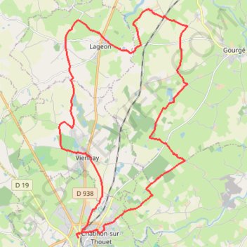 Itinéraire Autour de Parthenay - Châtillon-sur-Thouet, distance, dénivelé, altitude, carte, profil, trace GPS