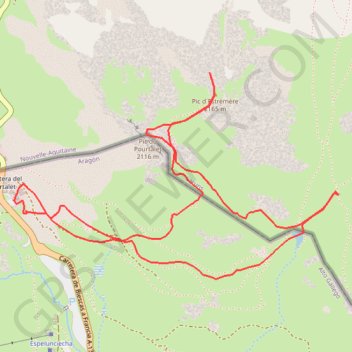 Itinéraire Raquettes à neige au pic d'Estrémère, distance, dénivelé, altitude, carte, profil, trace GPS