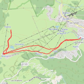 Itinéraire Bisanne, distance, dénivelé, altitude, carte, profil, trace GPS
