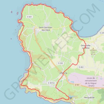 Itinéraire Omonville-la-Petite (50440), distance, dénivelé, altitude, carte, profil, trace GPS
