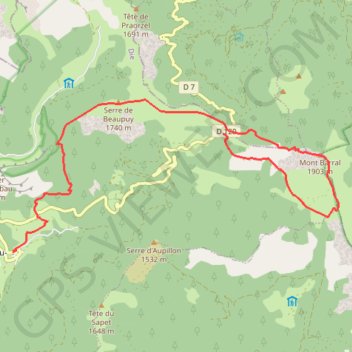 Itinéraire Mont Barral gr2, distance, dénivelé, altitude, carte, profil, trace GPS