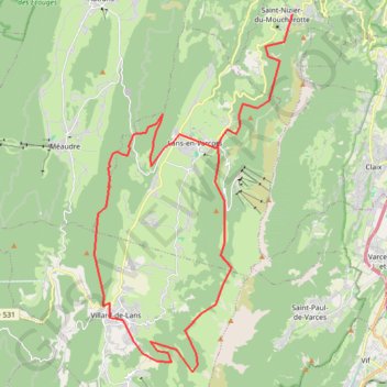 Itinéraire St Nizier lans villard croix perrin lans, distance, dénivelé, altitude, carte, profil, trace GPS