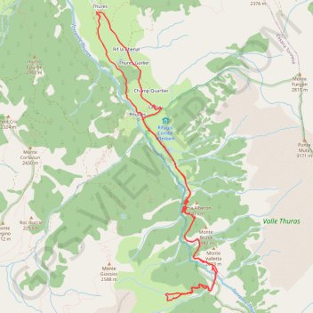 Itinéraire Thures Val de Thures Ruilles Thuras Val Clausis, distance, dénivelé, altitude, carte, profil, trace GPS