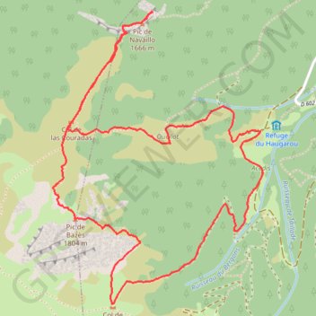 Itinéraire Pics de Bazès & Navaillo, distance, dénivelé, altitude, carte, profil, trace GPS