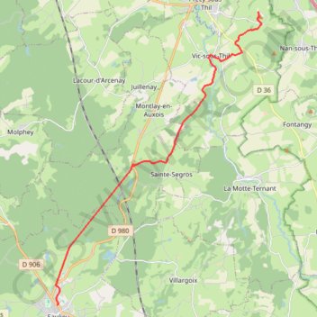 Itinéraire Saulieu - Château de Thil, distance, dénivelé, altitude, carte, profil, trace GPS