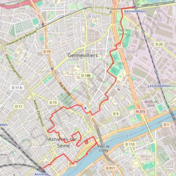 Itinéraire Le vieil Asnières et la coulée verte de Genevilliers, distance, dénivelé, altitude, carte, profil, trace GPS