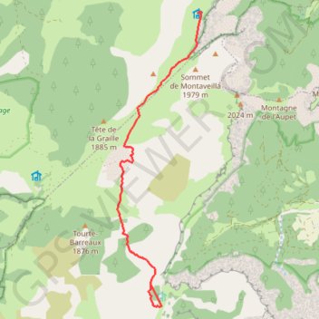 Itinéraire Chaumailloux-Cabane des aiguillettes, par Peyre Rouge, distance, dénivelé, altitude, carte, profil, trace GPS