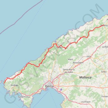Itinéraire Majorque - Serra de Tramuntana, distance, dénivelé, altitude, carte, profil, trace GPS
